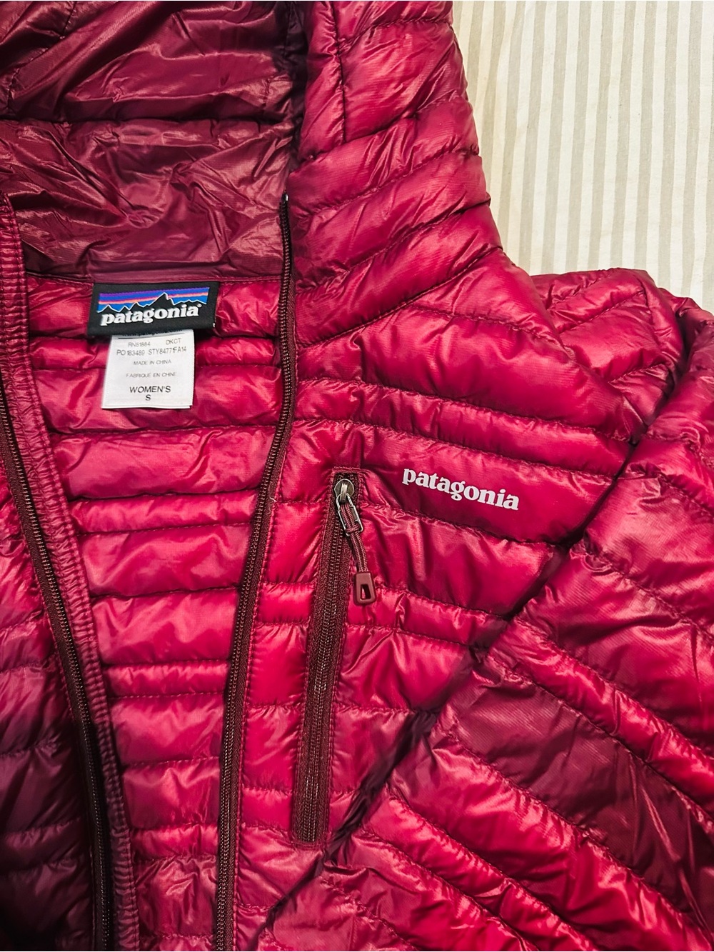Patagonia Women's Ultralight Down Jacket Size Small, Oxblood Red